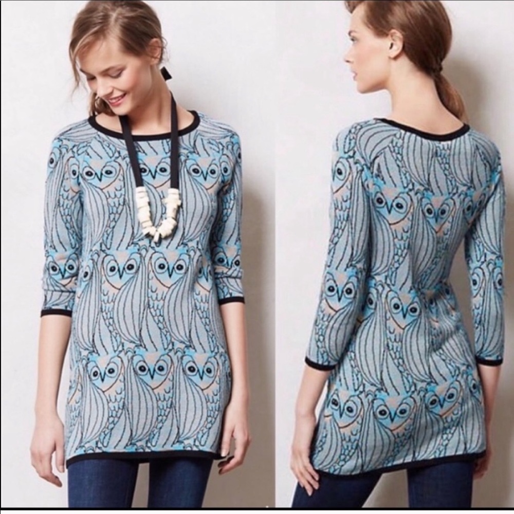 Anthropologie HWR Owl Sweater Tunic